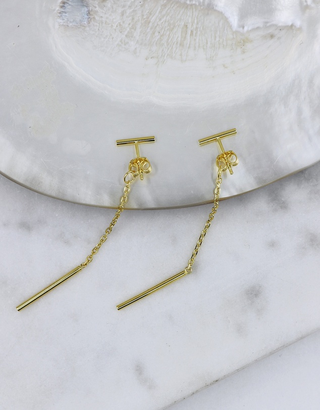CA Jewellery - Linear Drop Earrings Gold