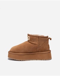 Ozwear Connection Uggs - Ugg Classic Platform Knit Logo Ultra Mini Boots (Water Resistant)(4cm)
