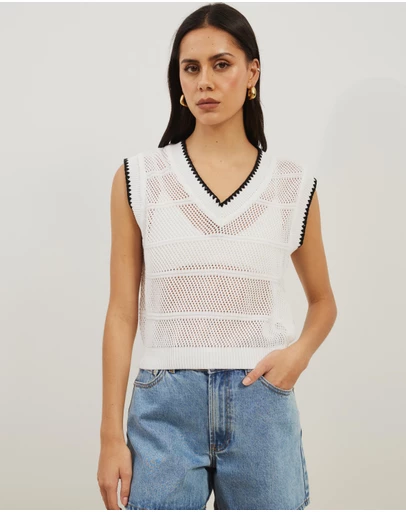 Atmos&Here - Benny Contrast Knit Vest Top