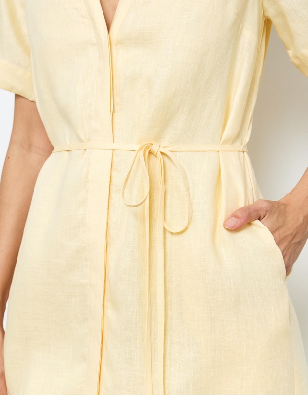 AERE - Cery Linen Short Sleeve Midi Dress
