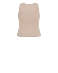 City Chic - Plus size Tara Motif Rib Tank - stone
