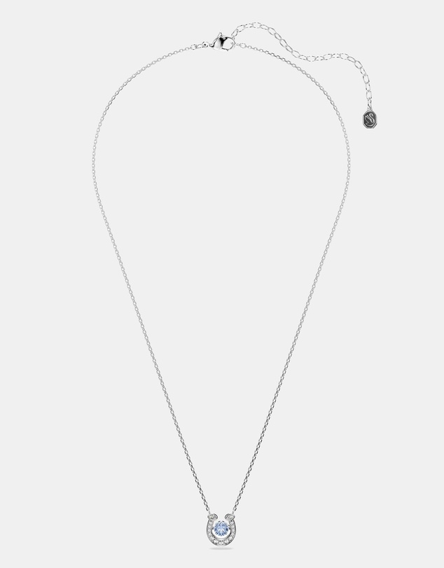Swarovski - Symbolica Pendant, Round Cut, Pav, Horseshoe, Blue, Rhodium Plated