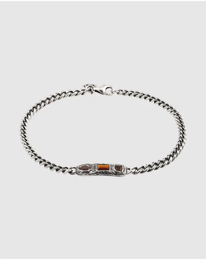 Haze & Glory - ICONIC EXCLUSIVE - Oxidised Curb Chain Bracelet with Gemstones in 925 Sterling Silver
