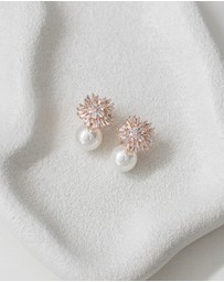 The White Collection - Ivy - Statement Rose Gold Pearl Bridal Earrings
