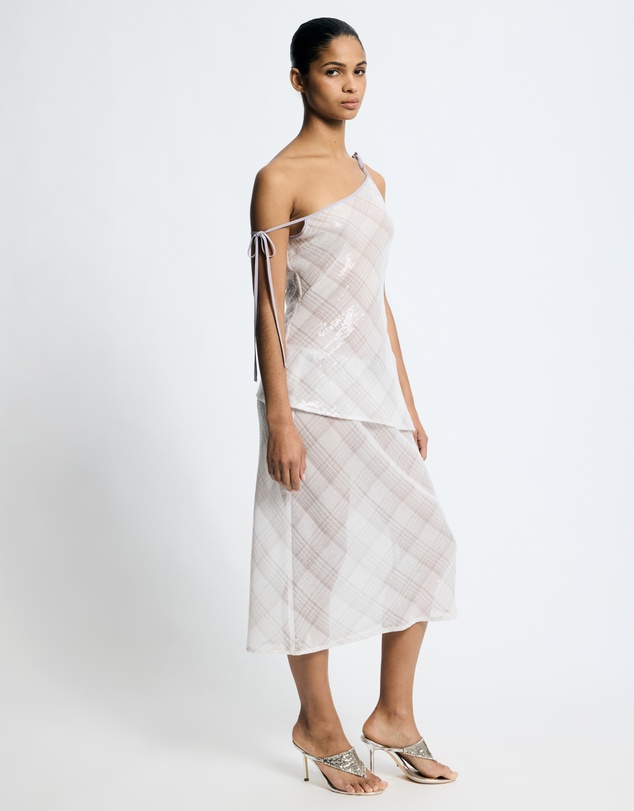 Lover - Venus Sequin Check Asymmetrical Top