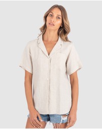 CAMIXA - REVERE Open Collar Short Sleeve Linen shirt