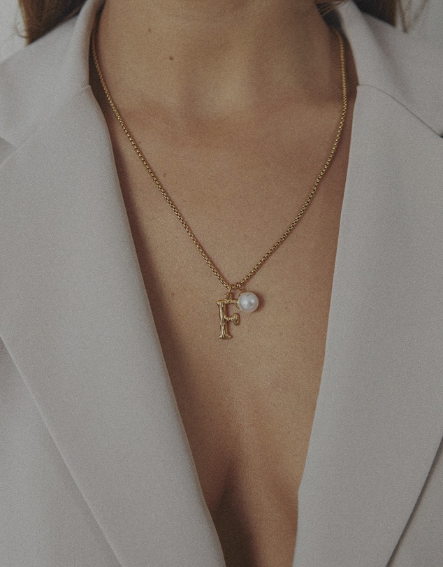 Zahar - Pearl Letter F Necklace