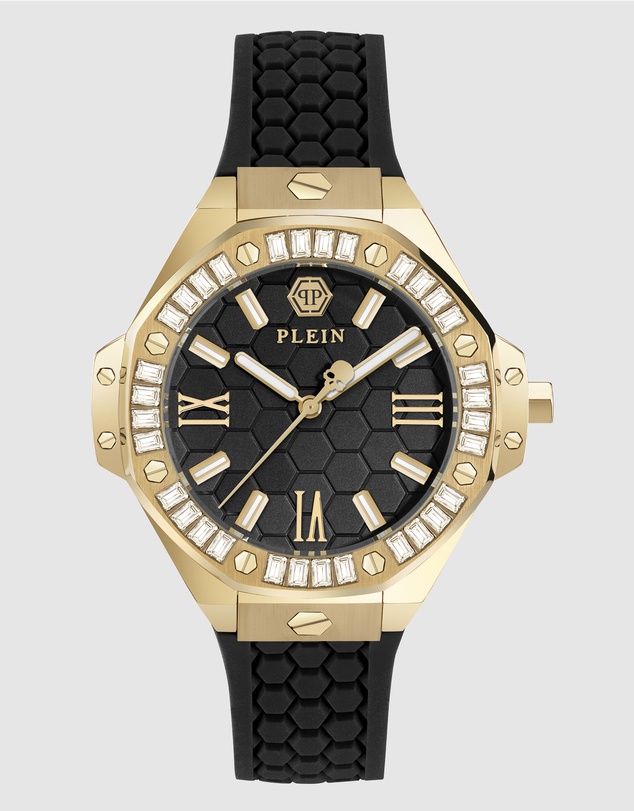 Philipp Plein - Plein Lady Royal - Gold-tone 39mm Black dial with baguette-cut crystals