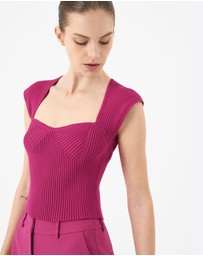 Forcast - Mara Heart Neck Knit Top