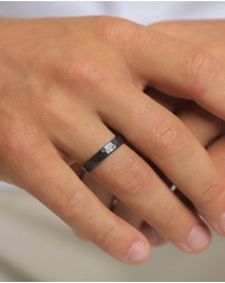 Kuzzoi - ICONIC EXCLUSIVE - Ring Men Band Friendship Hammered in 925 sterling silver oxidised