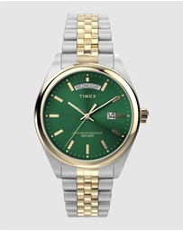 TIMEX - Timex Men’s Legacy 41mm Two Tone Case Green Dial Bracelet
