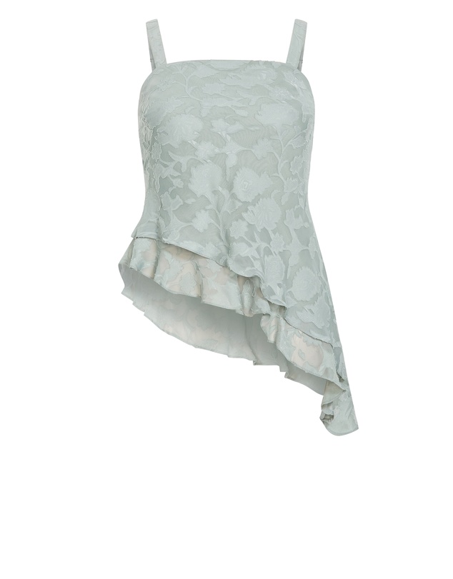 City Chic - Plus size Daniela Jacquard Asymmetrical Cami - sage