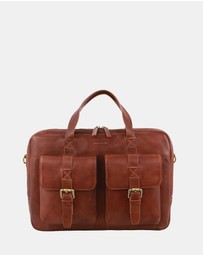 Pierre Cardin - Pierre Cardin Men's Rustic Leather Satchel/Messenger Bag