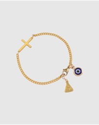 Von Treskow - Cross & Evil Eye Curb Bracelet