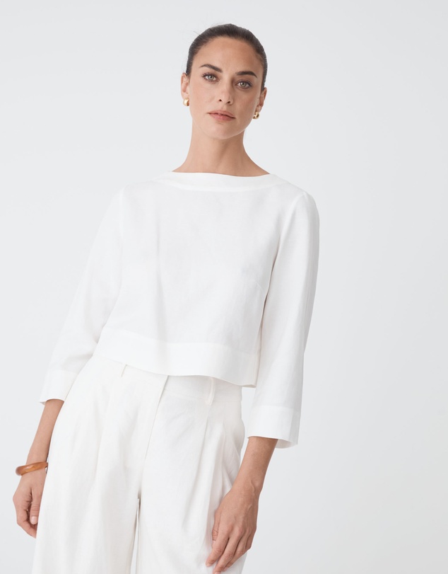 Forcast - Emma Button Back Linen Top