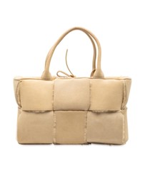 Pre-Loved by Azura Reborn - Pre-Loved Small Suede and Shearling Maxi Intrecciato Arco Tote