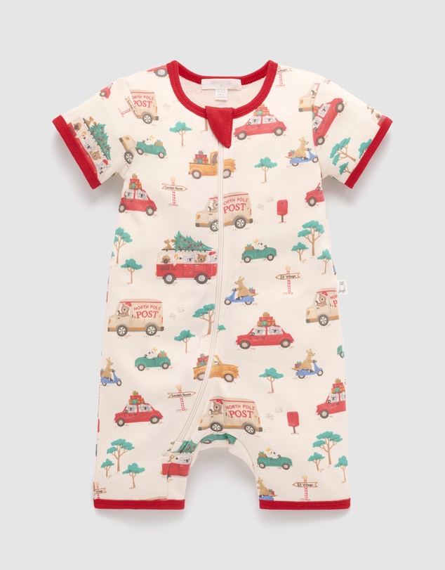 Purebaby - Short Sleeve Zip Growsuit-Kids-Babies