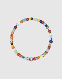 Nialaya Jewellery - Wristband with Assorted Vintage Trifocal Beads and Silver