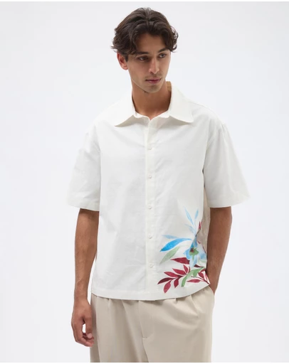 AERE - Printed Linen Blend Shirt