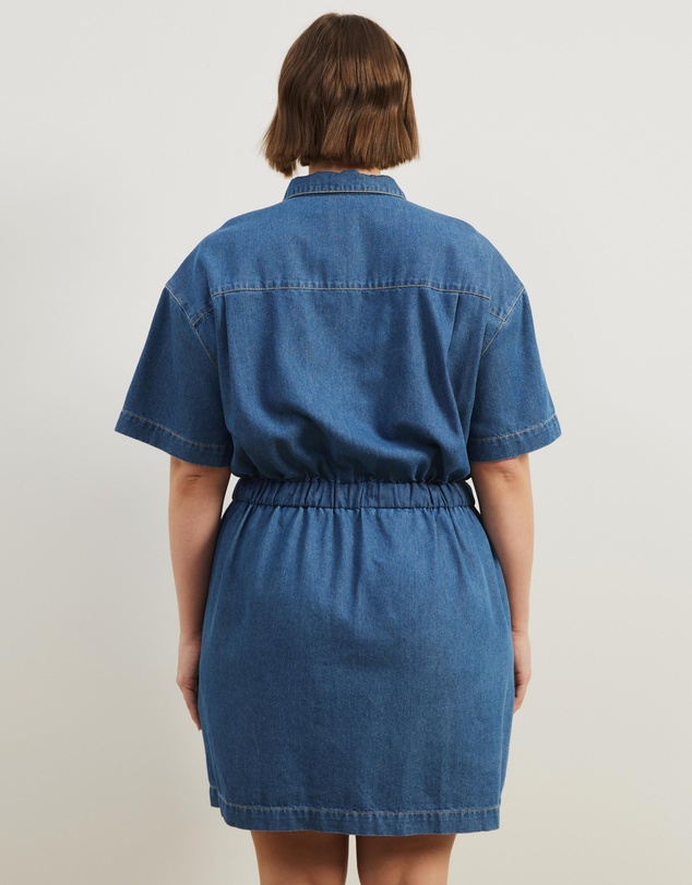 Atmos&Here Curvy - Tina Drawstring Denim Mini Dress
