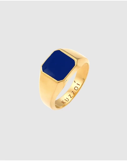 Kuzzoi - ICONIC EXCLUSIVE - Enamel Signet Ring in Gold-Plated 925 Sterling Silver