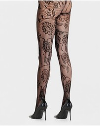 High Heel Jungle - Shadow Bloom Floral Fishnet Tights