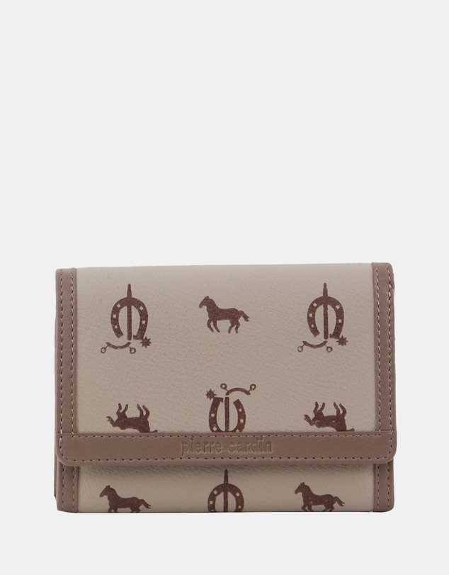 Pierre Cardin - Pierre Cardin Canvas Print/Leather Trim Bi-Fold Flap Wallet