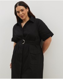 Atmos&Here Curvy - Amy Cotton Drill Midi Shirt Dress