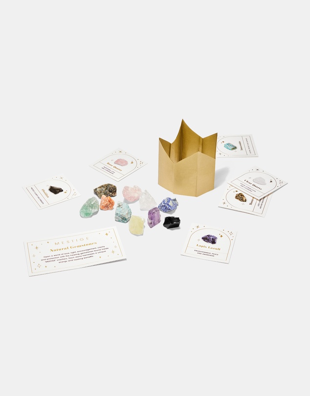 Mestige - Wellness 10 Pack Crackers with Natural Gemstones - Golden and Silver Matte