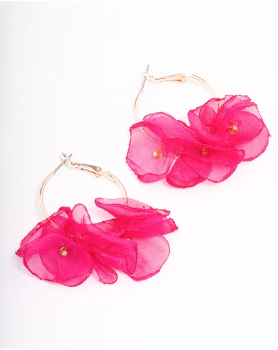 Lovisa - Rose Gold Flower Medium Hoop Earrings