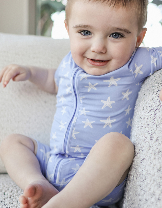 Kynd Baby - Essential Short Sleeve Onesie in Star Fish Blue
