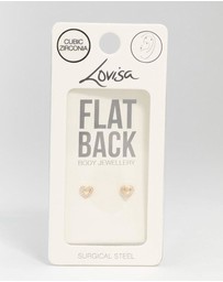 Lovisa - Gold Plated Surgical Steel Cubic Zirconia Open Heart Flat Back 2-Pack