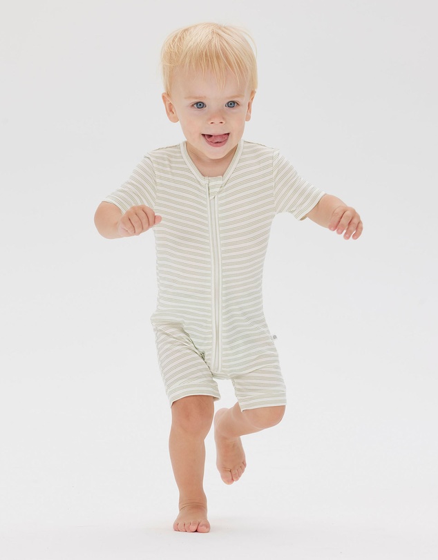 Kynd Baby - Day or Night Onesie Short Sleeve in Sage Stripe