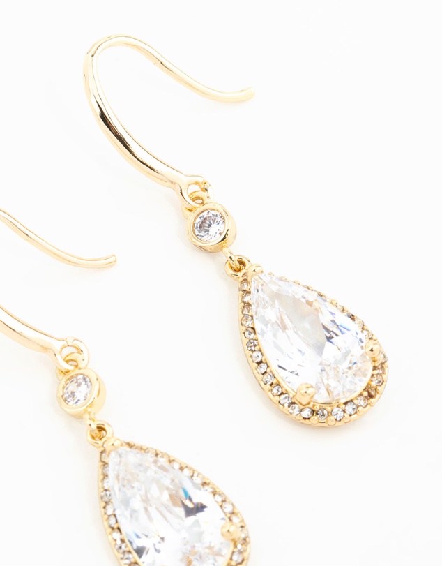 Lovisa - Gold Plated Pear Cut Cubic Zirconia Drop Earrings