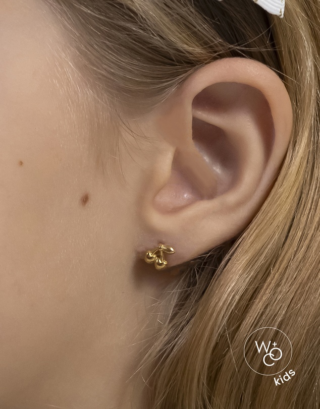 Wanderlust + Co - Cherry Gold Flat Back Earrings