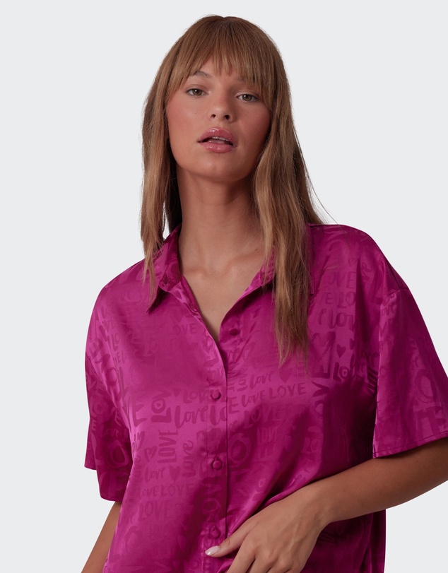 Bras N Things - Jacqui Short Sleeve Shirt - Magenta