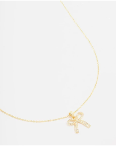 Lovisa - Gold Plated Pave Set Cubic Zirconia Bow Necklace