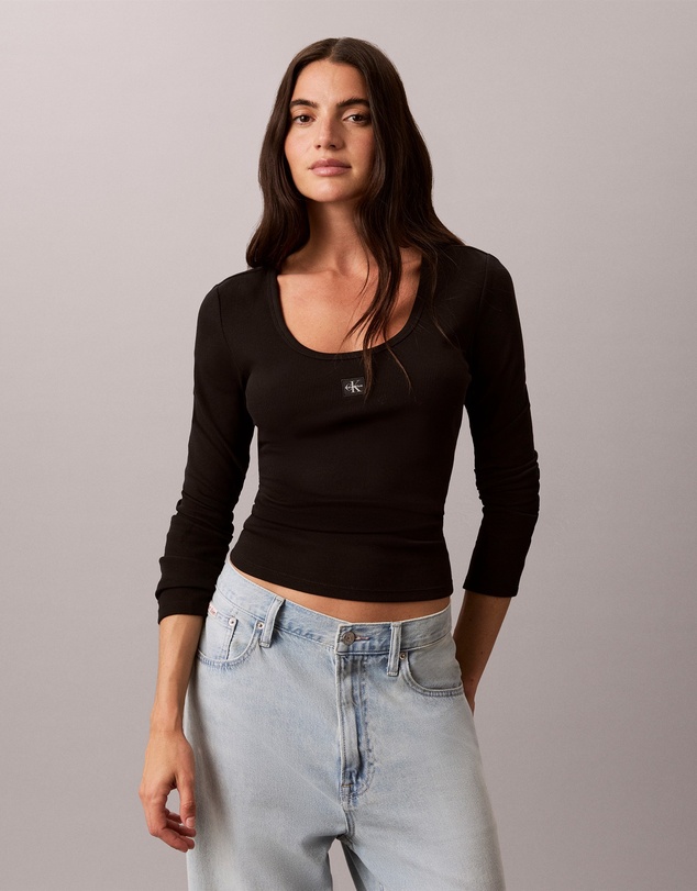Calvin Klein Jeans - Ribbed Cotton Long Sleeve Top