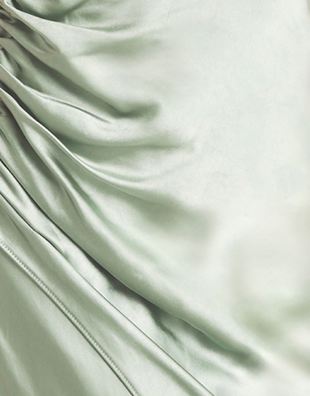 Six Stories - Asymmetrical Bardot Strap Satin Bridesmaid Dress