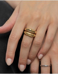 Elli Jewelry - Ring Chunky Organic Structure 925 Sterling Silver Gold-Plated