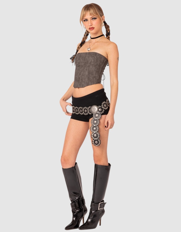 EDIKTED - Christa Washed Faux Leather Corset