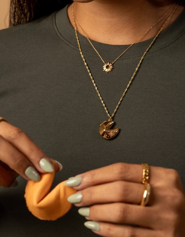 Wanderlust + Co - Fortune Cookie Gold Locket Necklace