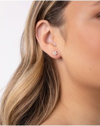 Lovisa - Gold Plated Sterling Silver Cubic Zirconia Flower Stud Earrings