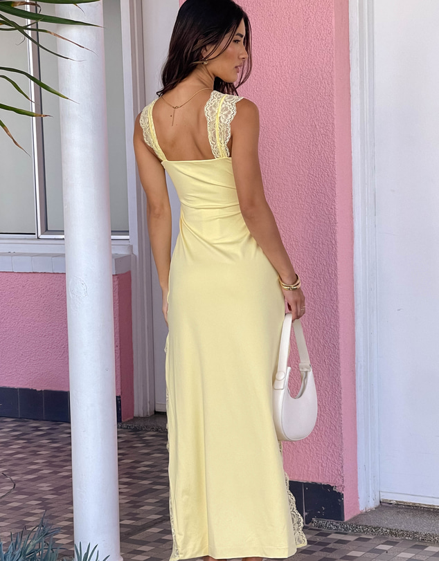 Beginning Boutique - Tiana Yellow Lace Maxi Dress