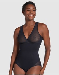 Leonisa - Sheer Stripe Detail Wirefree Sculpting Bodysuit