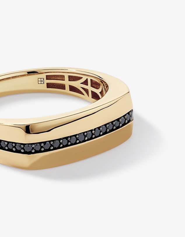 Michael Hill - 0.18 TW Black Diamond Men's Ring in 10kt Yellow Gold