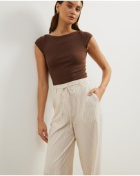 Atmos&Here - Marin Pinstripe Tailored Pants