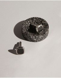 Najo - Aviator Carbon Fibre & Steel Square Cufflink
