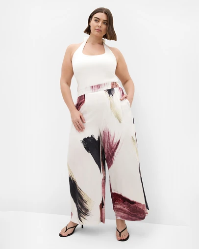 City Chic - Plus size Alexi Muse Print Pant - ivory