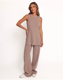 Petal & Pup - Ellory Knitted Pant Set - Taupe Marle